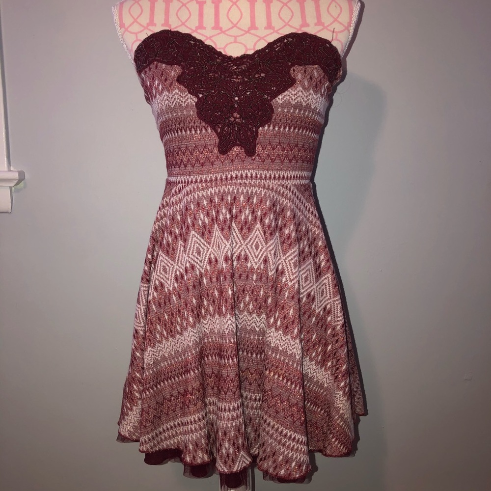 Free People Maroon Strapless Dress